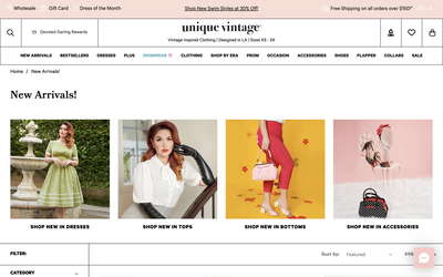 Unique Vintage website screenshot