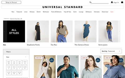Universal Standard website screenshot