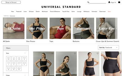 Universal Standard website screenshot