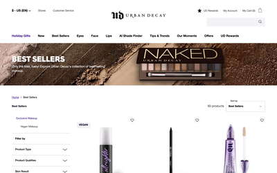 Urban Decay website screenshot