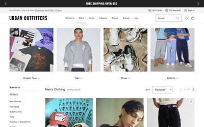 Urban Outfitters website screenshot