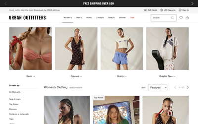 Urban Outfitters website screenshot
