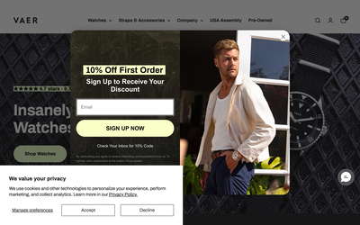 Vaer Watches website screenshot