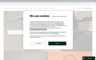 Valextra website screenshot