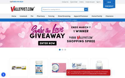 Valley Vet Supply website screenshot