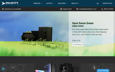 Velocity Micro website screenshot