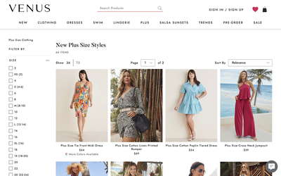 VENUS Fashion website screenshot