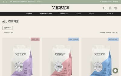 Verve Coffee Roasters website screenshot