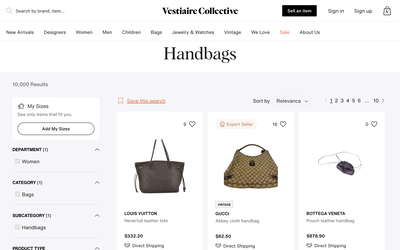 Vestiaire Collective website screenshot