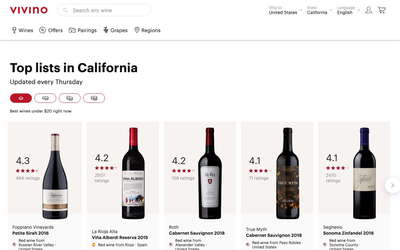 Vivino website screenshot