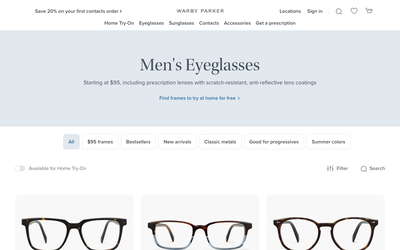 Warby Parker website screenshot