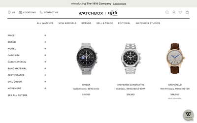 WatchBox website screenshot