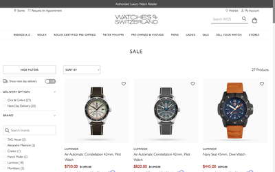 Watches of Switzerland website screenshot