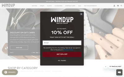 Windup Watch Shop website screenshot