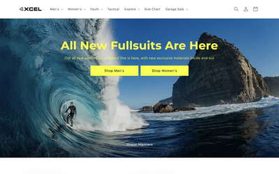 XCEL Wetsuits website screenshot