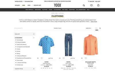 YOOX website screenshot