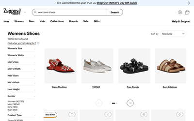 Zappos website screenshot