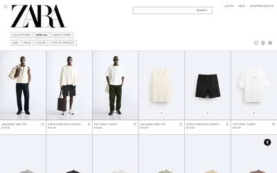 ZARA website screenshot