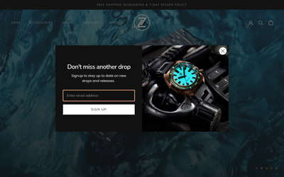 Zelos Watches website screenshot