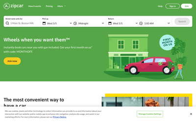 Zipcar website screenshot