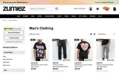 Zumiez website screenshot